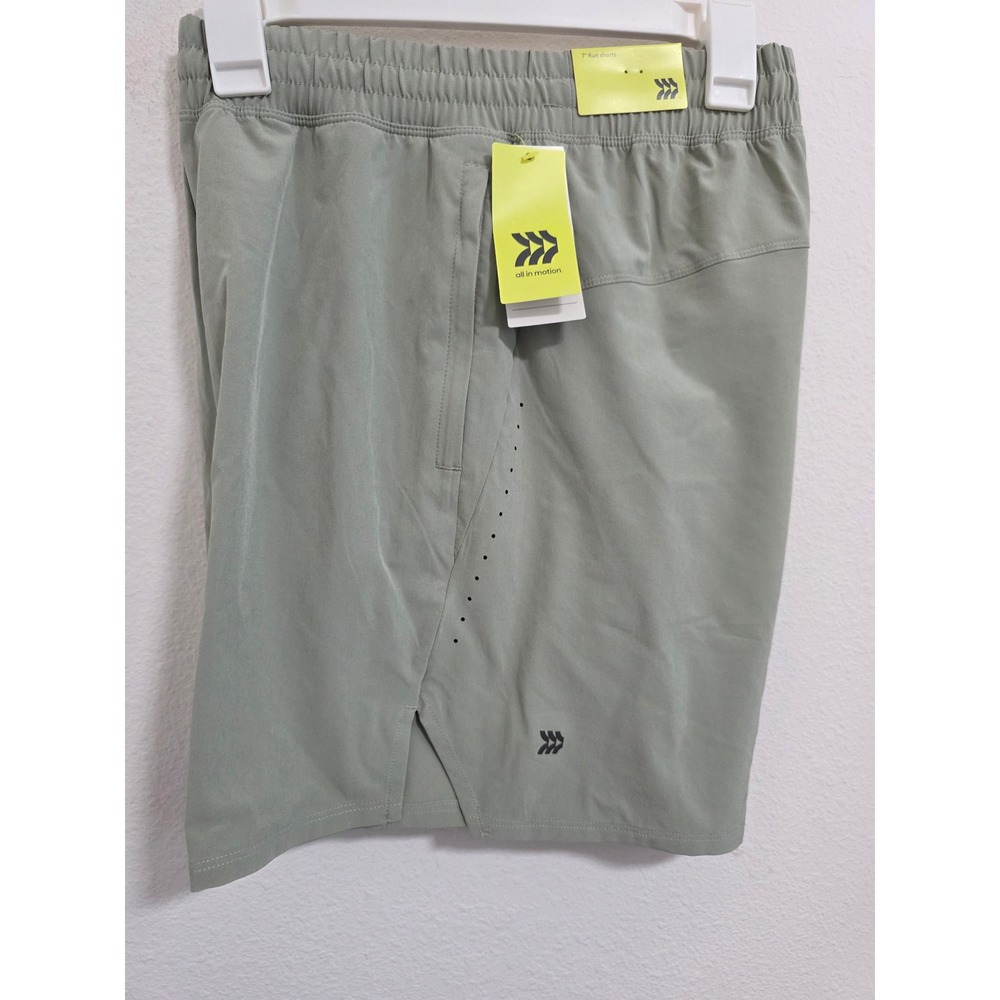 All in Motion Mens 7 Inch Run Shorts green Large NWT Moisture Wicking - Picture 2 of 4